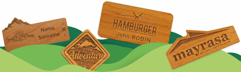 Houten naambadges