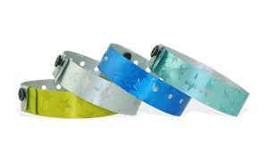Holografische polsbandjes, 19mm, sterren metallic patroon, zonder afdruk