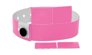 Vinyl polsbandjes met 4 afneembare tabs, 19mm zonder afdruk, day glow pink