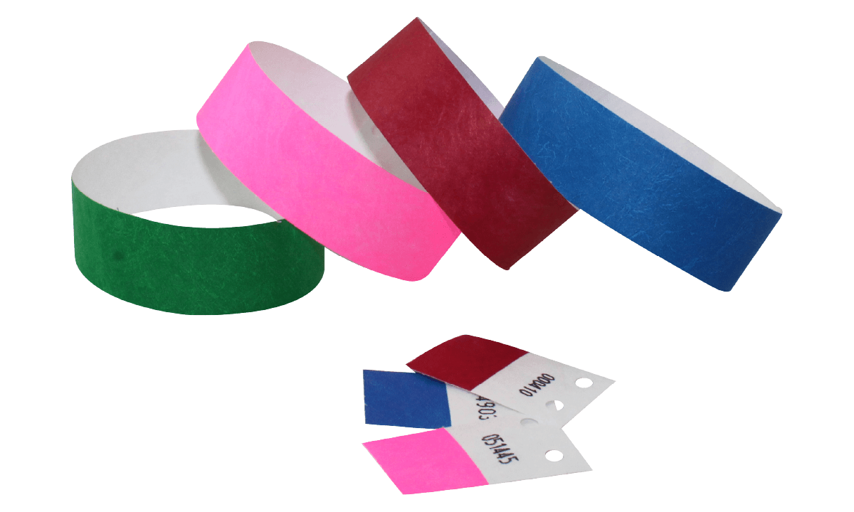 Pre-genummerde Tyvek polsbandjes met aftrekbare tab 25 mm