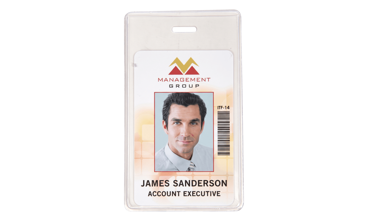 Verticale Vinyl badgehouder - Creditcardformaat (CR80)