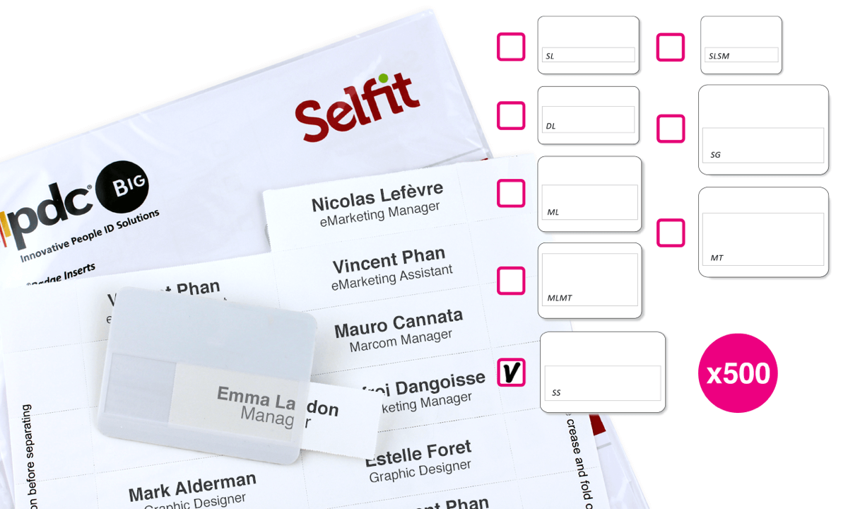 Selfit XL-insteekkaartjes, 86 x 24 mm, wit, 500 insteekkaartjes