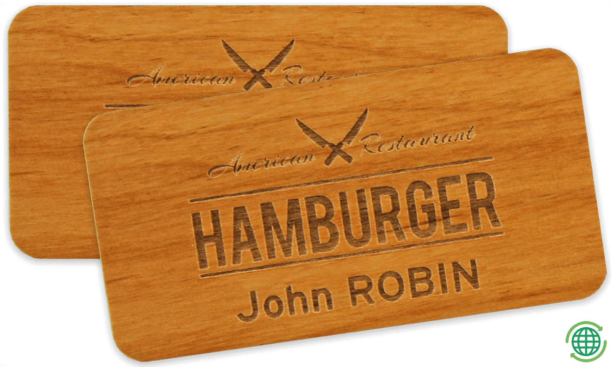 Impress Houten-Badges, 75 X 38 mm