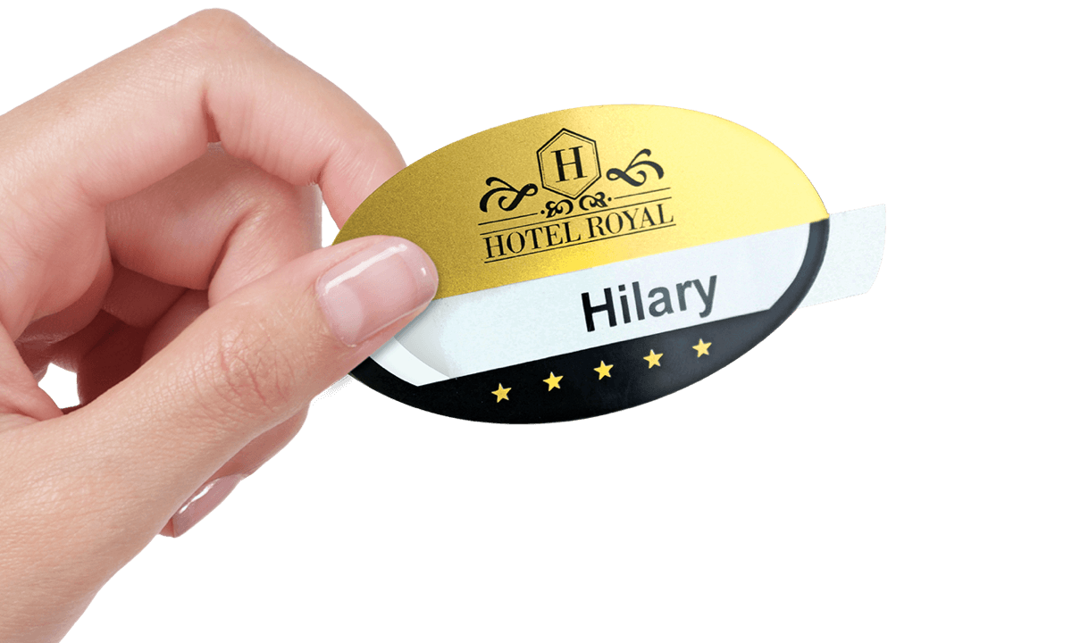 Herbruikbare Selfit® PRO Single line Naam badge, 70 X 40 mm, Ovale vorm