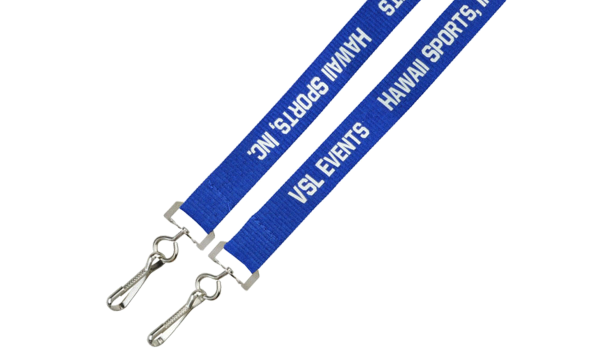 Gepersonaliseerde 20 mm economische lanyards voor evenementen met dubbele sluiting - bedrukking in één kleur