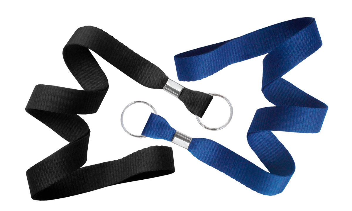 Platte 15 mm lanyard met sleutelring