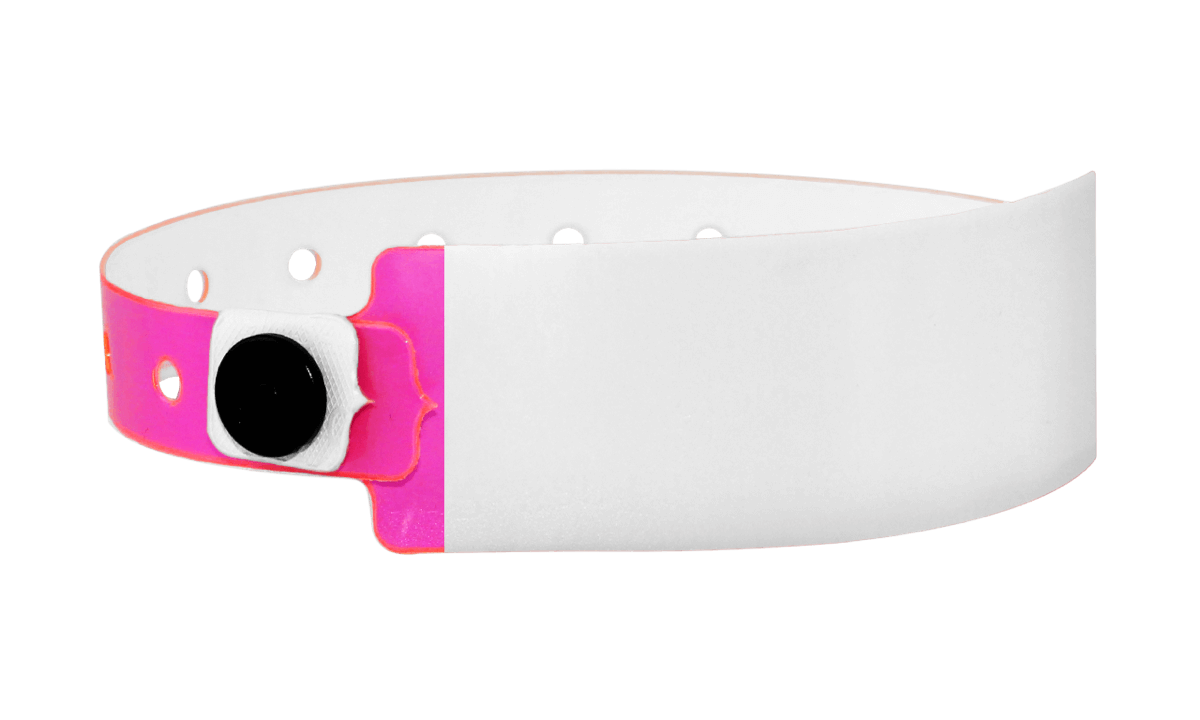 Vinyl Polsbandjes, 25 mm, met de hand beschrijfbaar, met afdruk in 1 kleur, hot pink