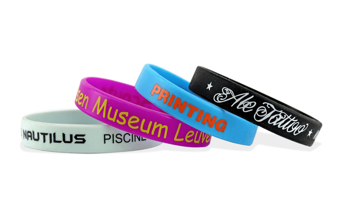 Siliconen polsbandjes met afdruk, maat medium / tiener