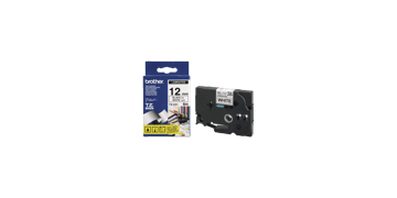 Brother P Touch Tapes, 12 mm, zwart bedrukking op wit tape
