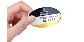 Herbruikbare Selfit® PRO Double line Naam badge, 70 X 40 mm, Ovale vorm