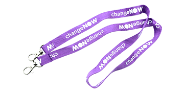 Gepersonaliseerde 20 mm platte lanyard met dubbele sluiting - bedrukking in één kleur