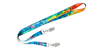 Gepersonaliseerde 25 mm satijnen lanyard met dubbele sluiting- volledige kleurenprint