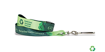 Gepersonaliseerde 15 mm lanyards van gerecycleerd satijn 15 mm - Meerkleurenbedrukking