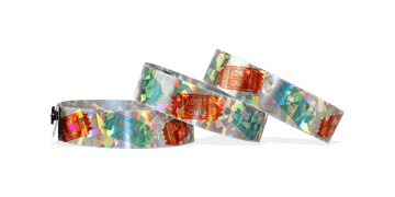 Holografische polsbandjes, 19mm, diamant metallic patroon, met digitale kleuren afdruk