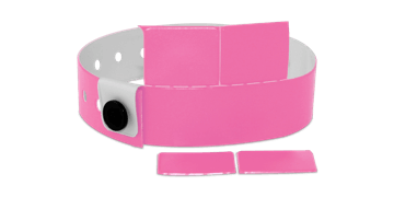 Vinyl polsbandjes met 4 afneembare tabs, 19mm zonder afdruk, day glow pink